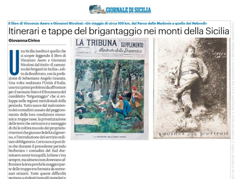 Articolo Giornale di Sicilia - Cammino dei Briganti